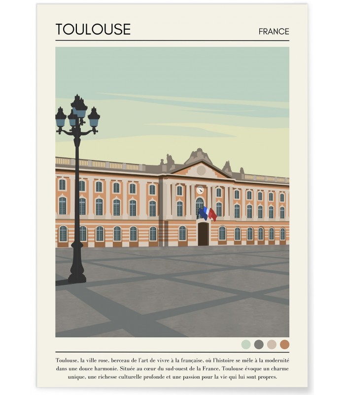 Affiche ville Toulouse Vintage