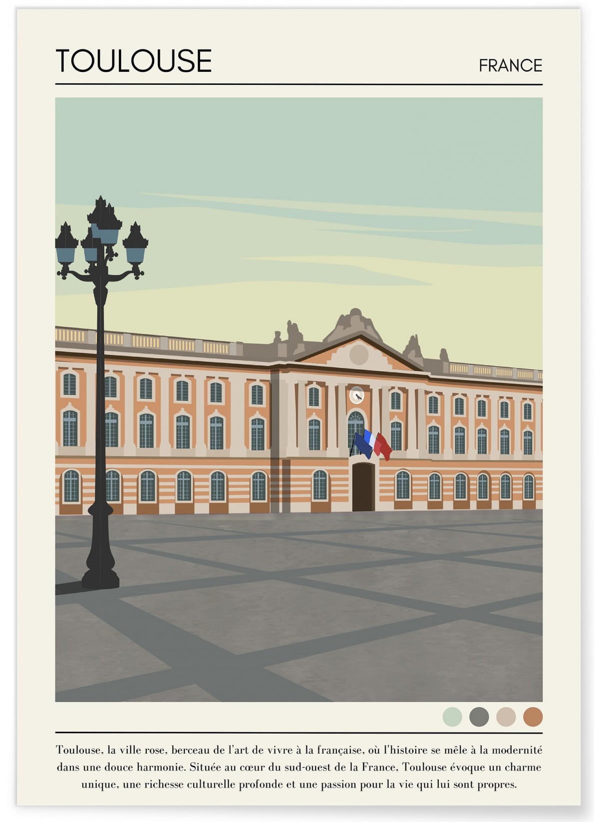 Affiche ville Toulouse Vintage