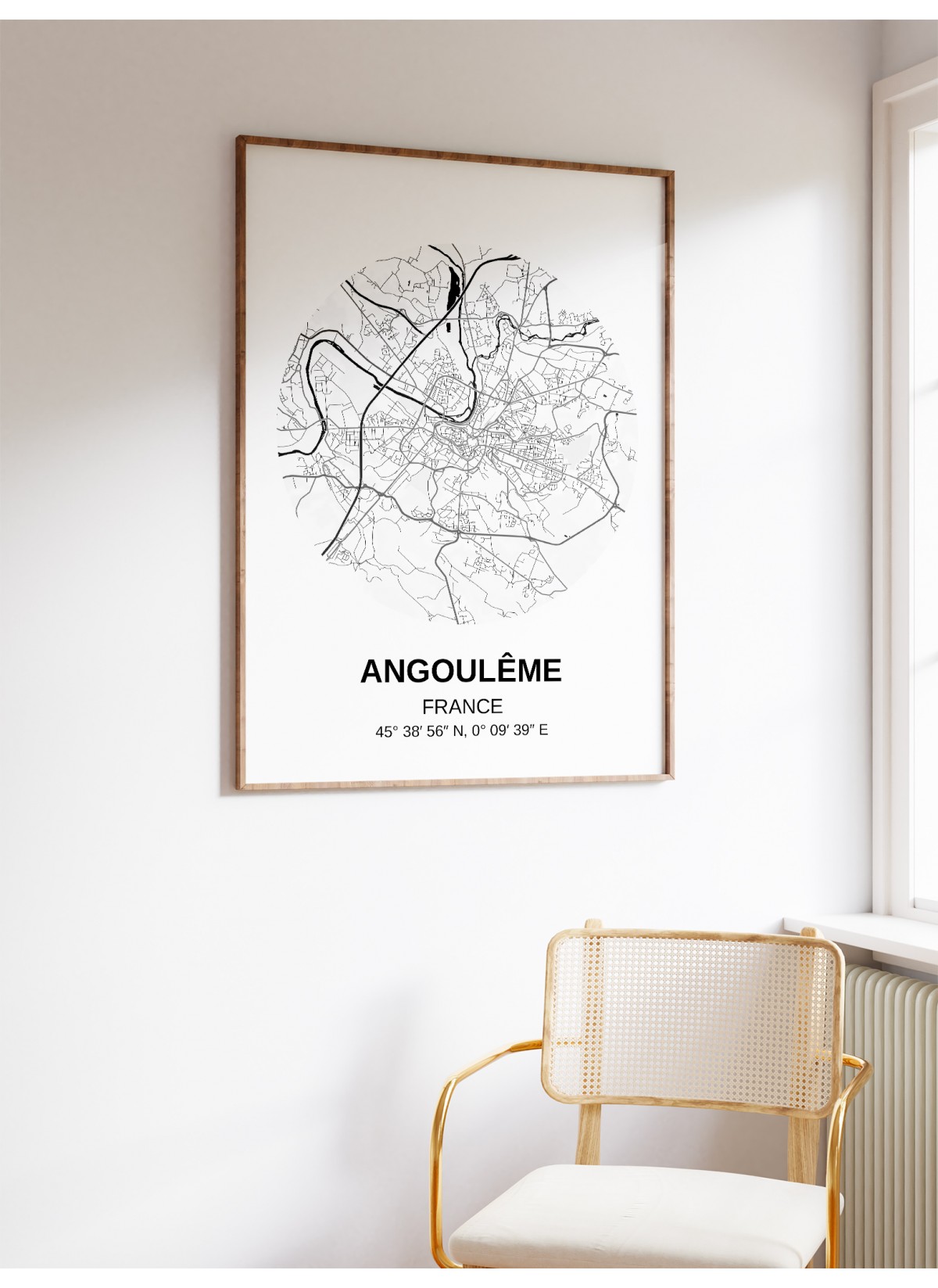 Affiche carte de ville de France, Angoulême | L’Afficherie
