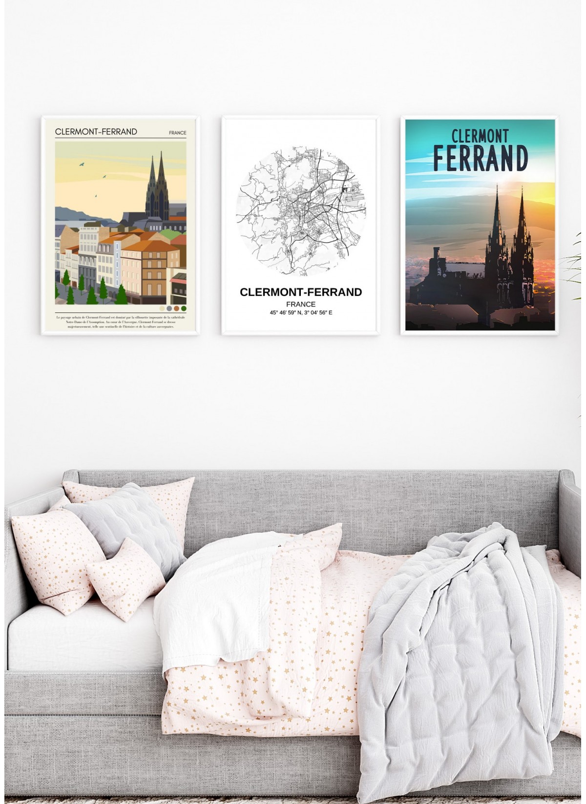 Affiche ville Clermont-Ferrand Vintage