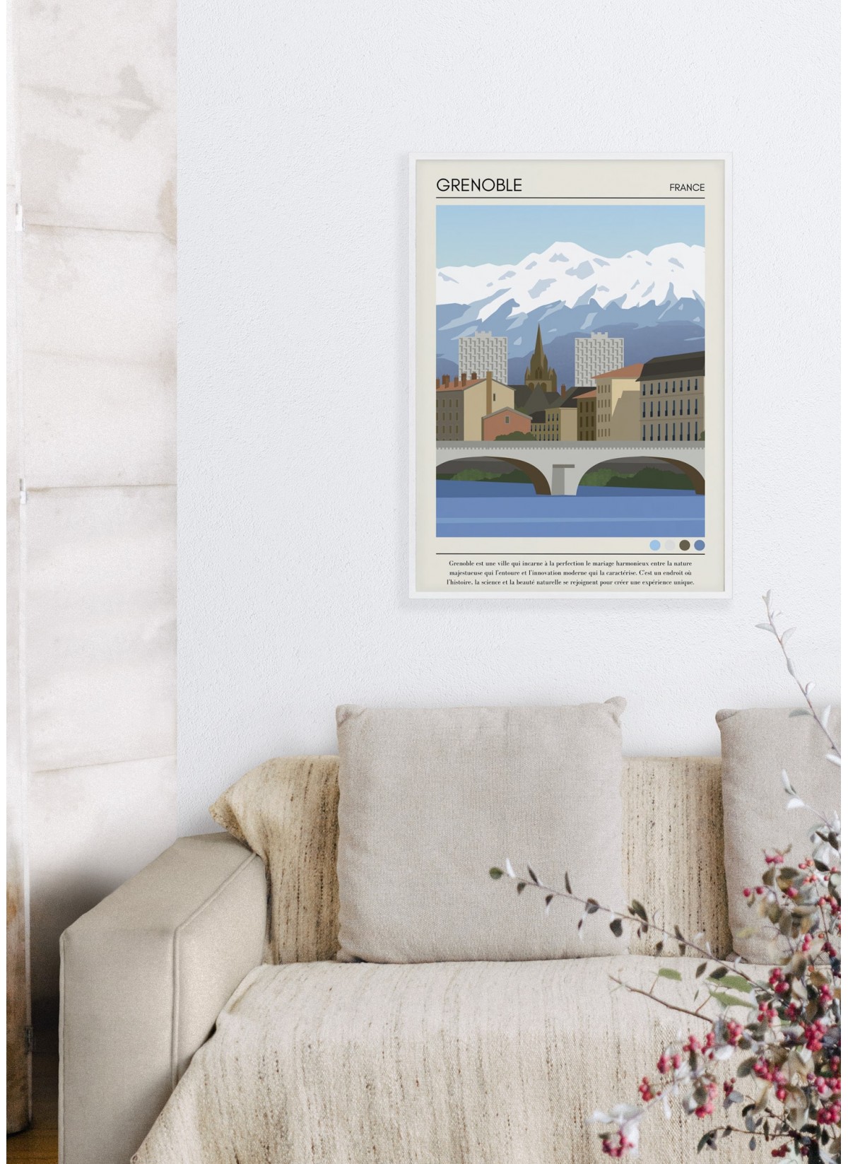 Affiche ville Grenoble Vintage