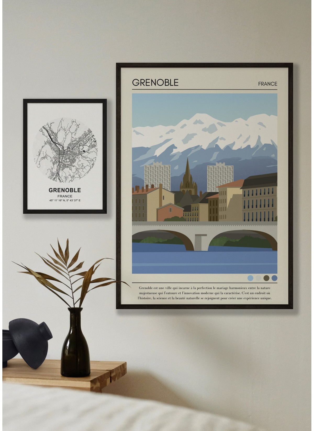Affiche ville Grenoble Vintage