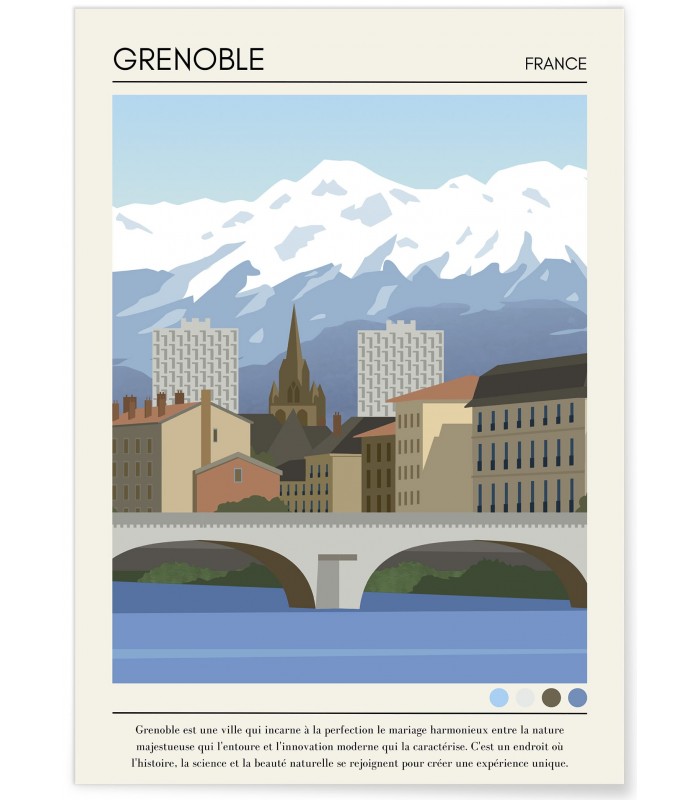 Affiche ville Grenoble Vintage