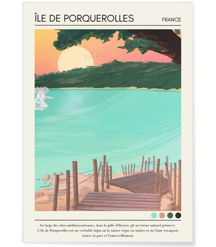 Affiche Île de Porquerolles Vintage