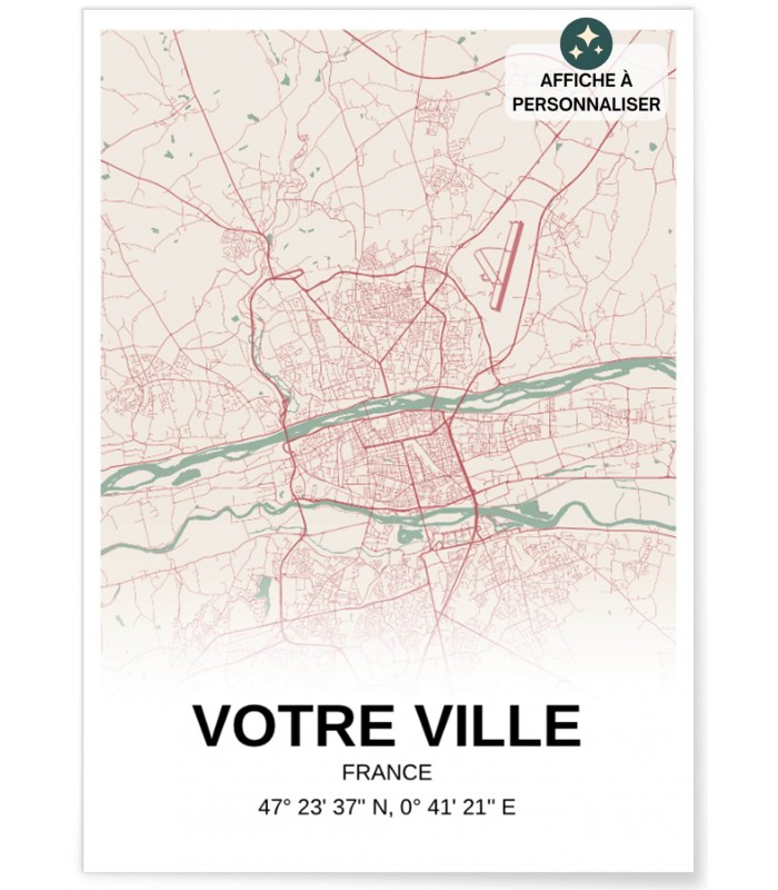 Affiche carte de ville : créez votre carte personnalisée | L’Afficherie