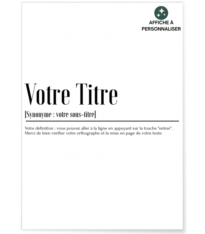 Affiche définition personnalisable