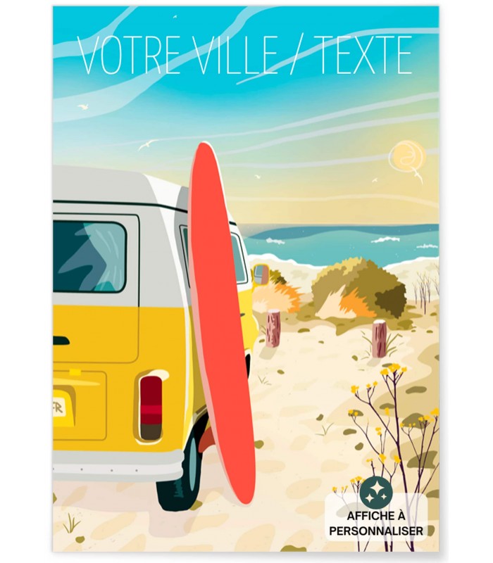 Poster personnalisé plage, décoration murale|  L’Afficherie