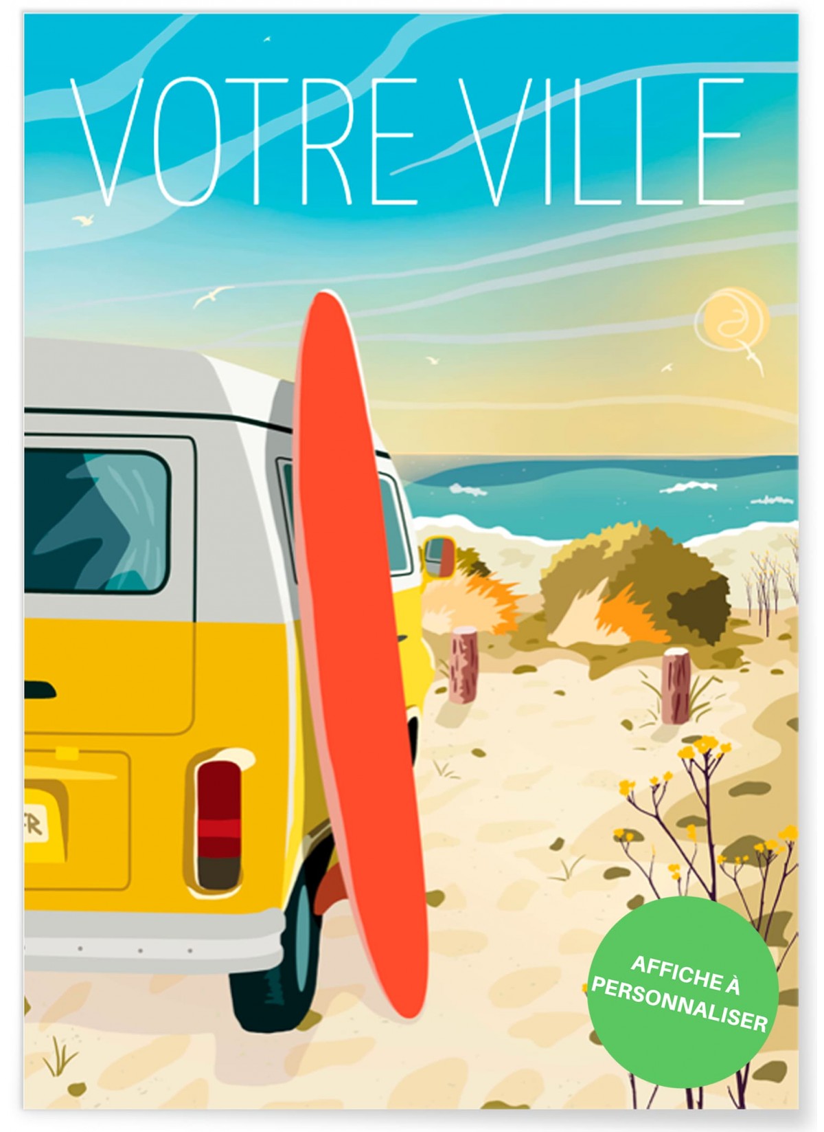 Affiche personnalisée plage, poster personnalisé |  L’Afficherie