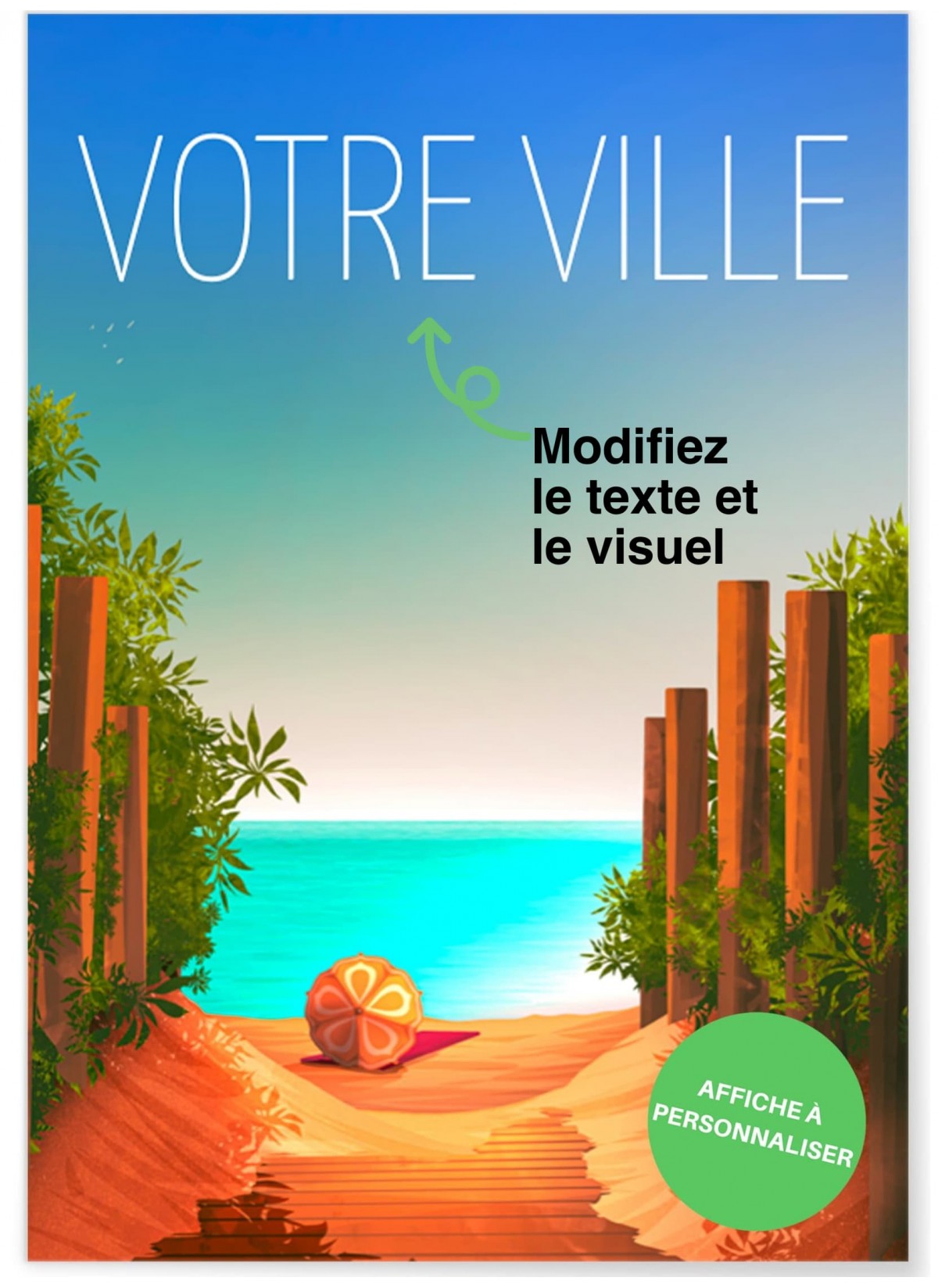 Affiche personnalisée plage, poster personnalisé |  L’Afficherie