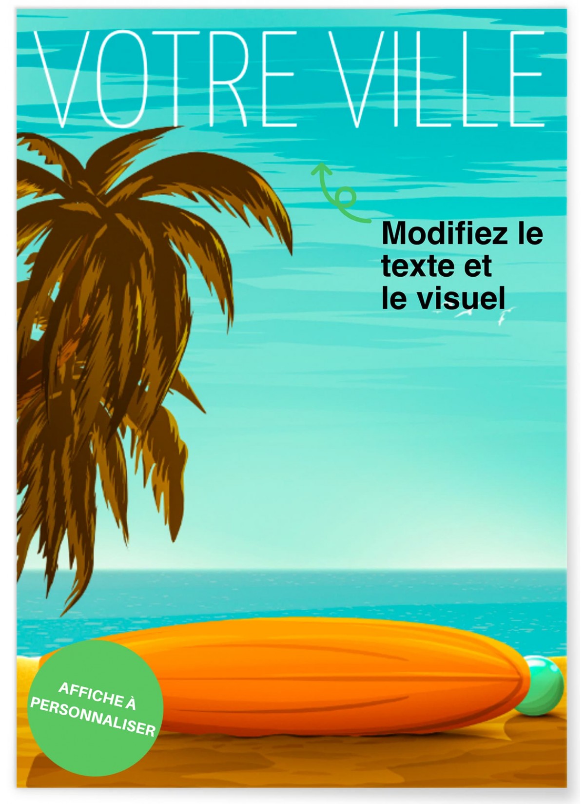 Affiche personnalisée plage, poster personnalisé |  L’Afficherie