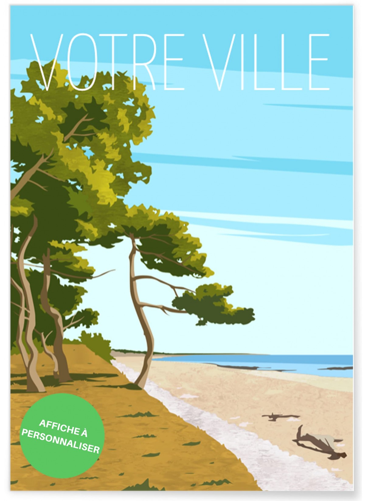 Affiche personnalisée plage, poster personnalisé |  L’Afficherie
