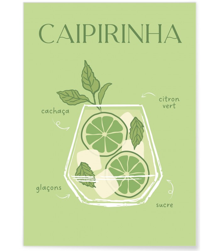 Affiche Cocktail Caipirinha 2