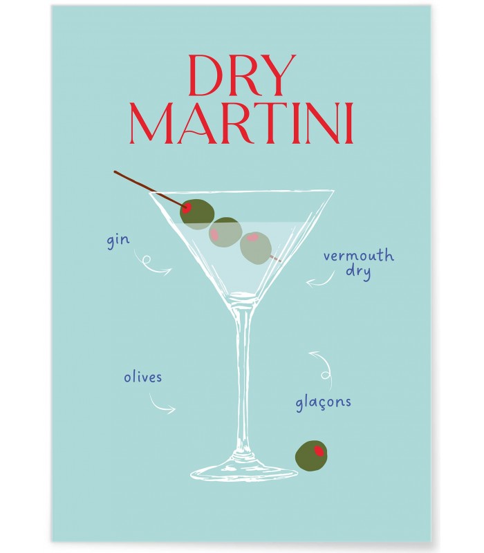 Affiche Cocktail Dry Martini 2