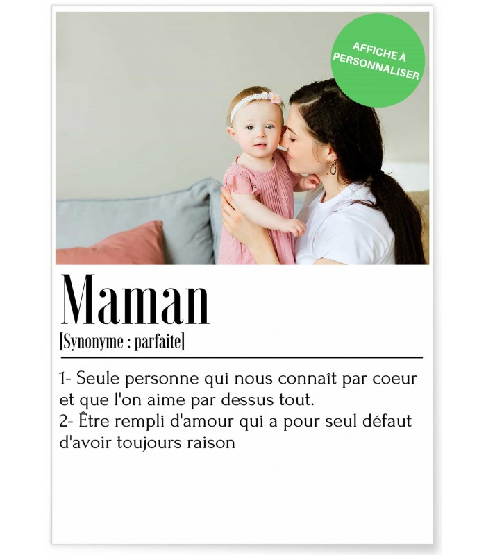 Affiche définition Maman personnalisable, idée cadeau pour maman