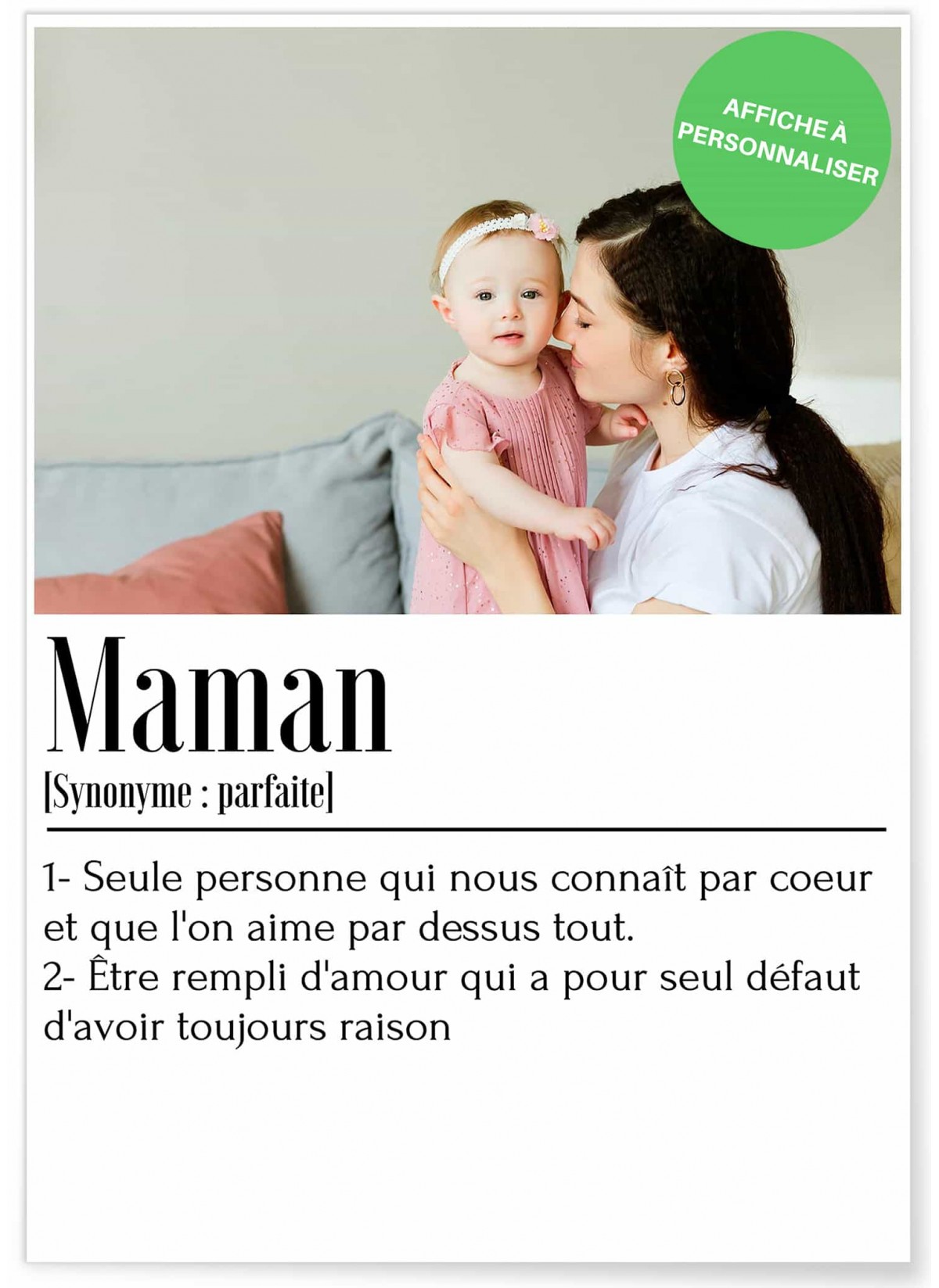Affiche définition Maman personnalisable, idée cadeau pour maman