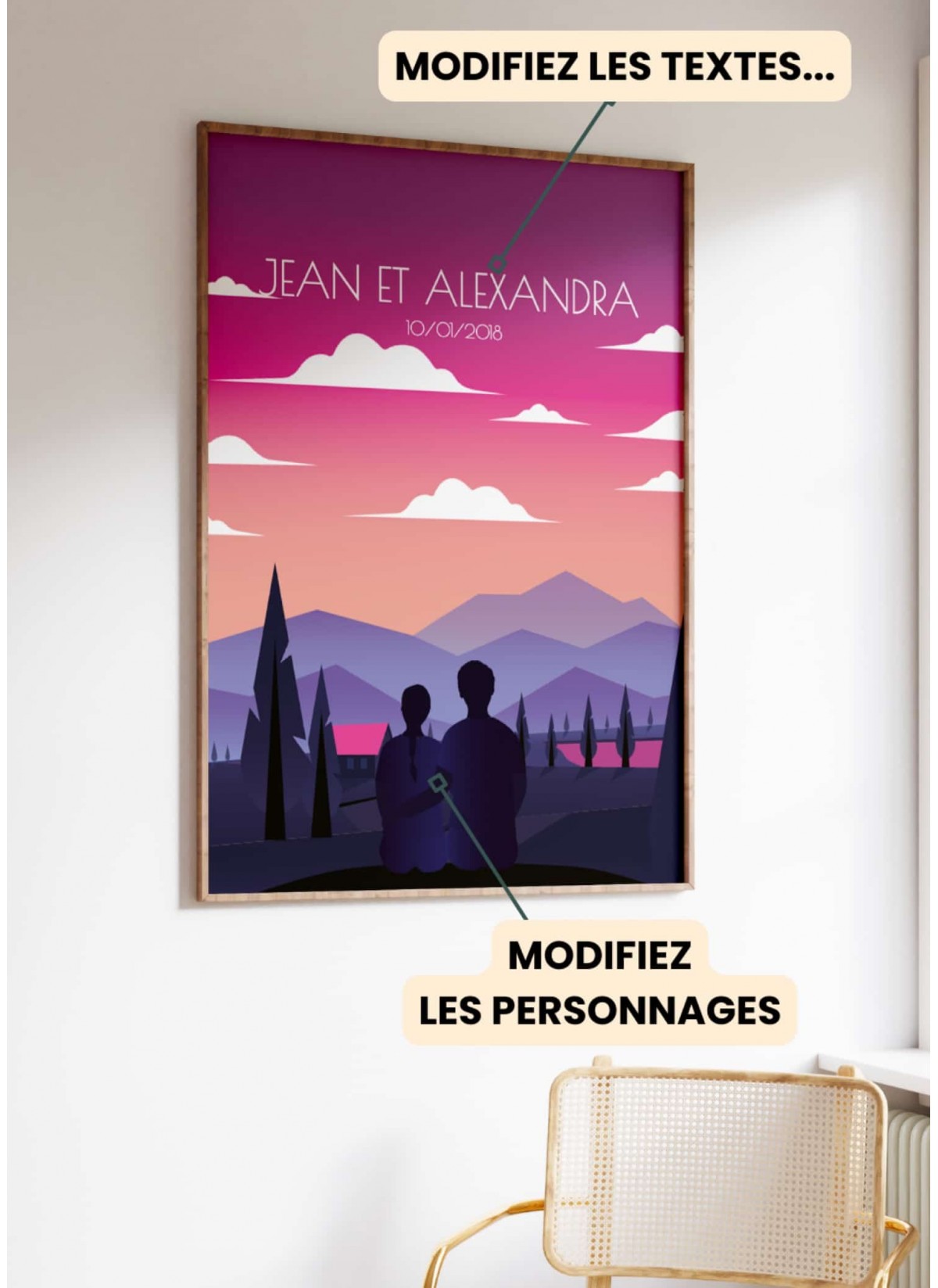 Affiche Couple personnalisable 3| L’AFFICHERIE