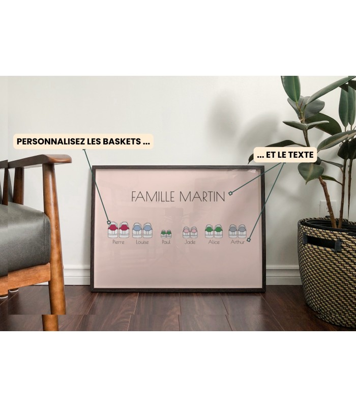 Affiche Famille baskets personnalisable