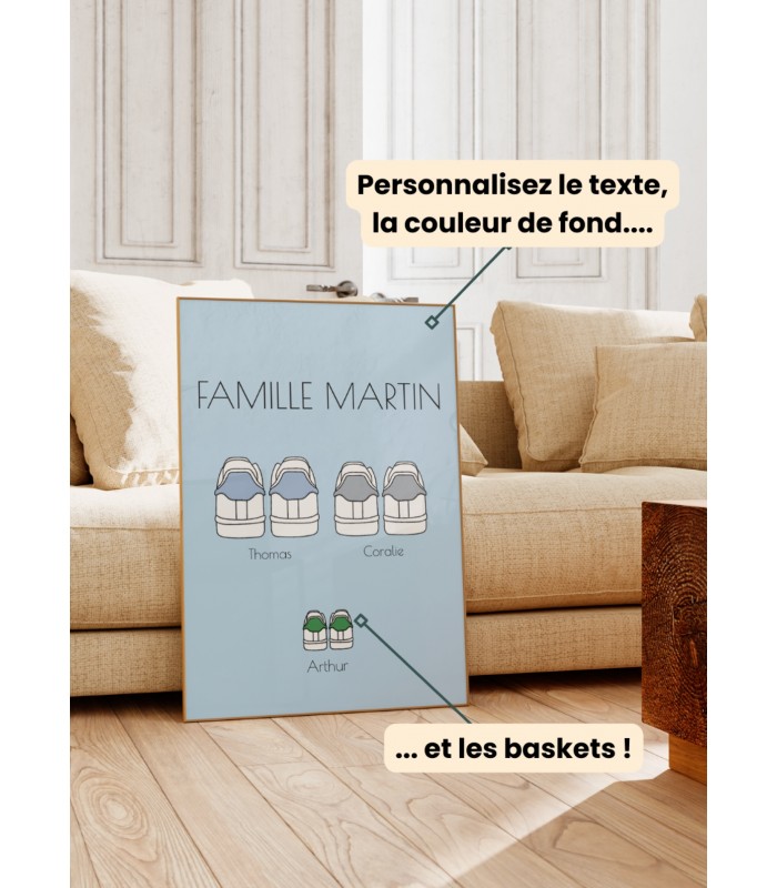 Affiche Famille baskets 2 personnalisable