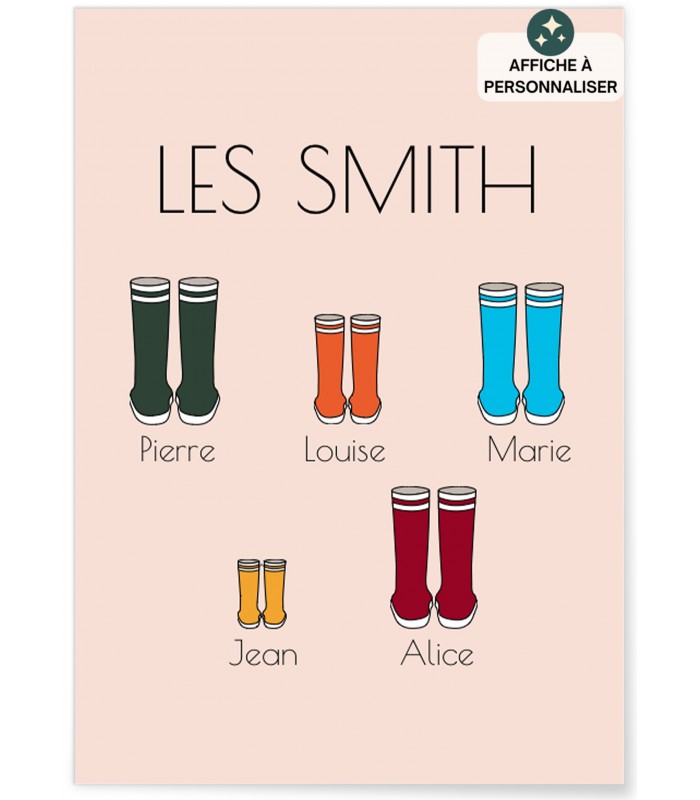 Affiche à personnaliser Famille bottes | L’AFFICHERIE