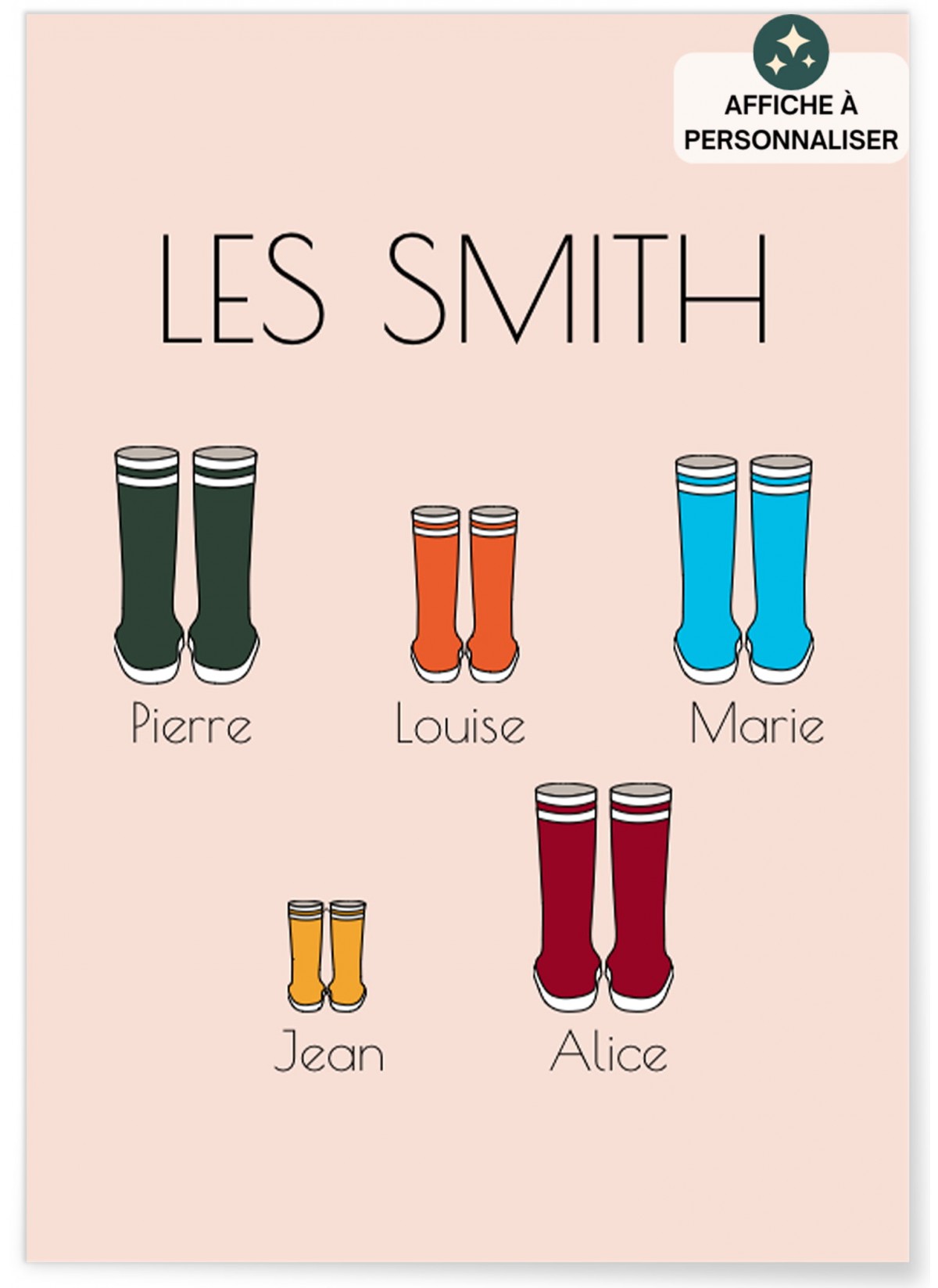 Affiche à personnaliser Famille bottes | L’AFFICHERIE