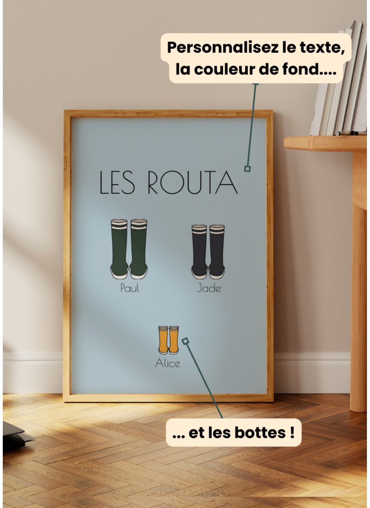 Affiche à personnaliser Famille bottes | L’AFFICHERIE