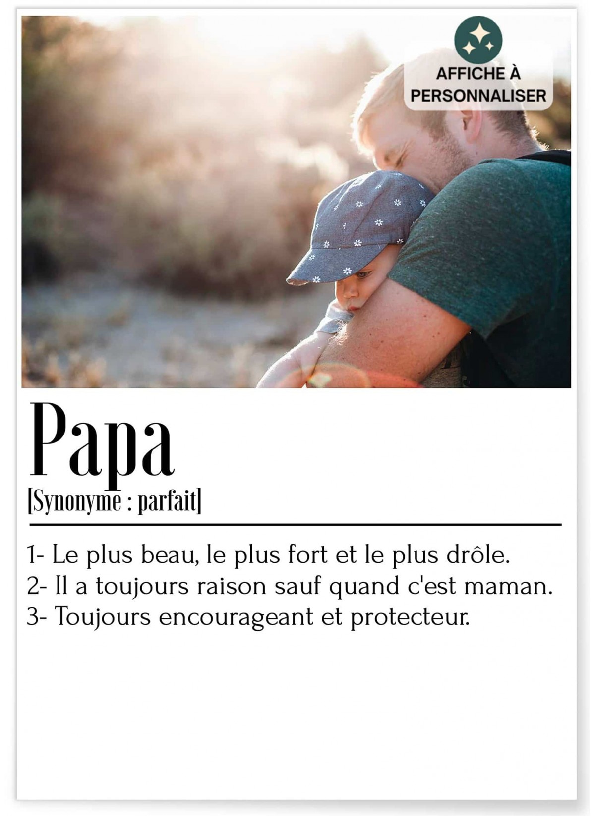 Affiche personnalisée pour papa, idée cadeau personnalisée