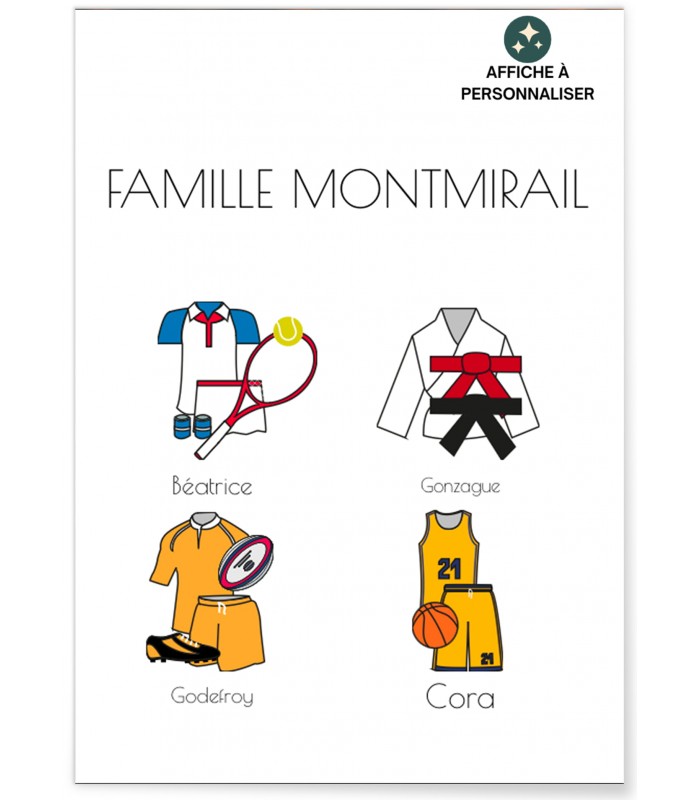 Affiche à personnaliser sport en famille | L’AFFICHERIE