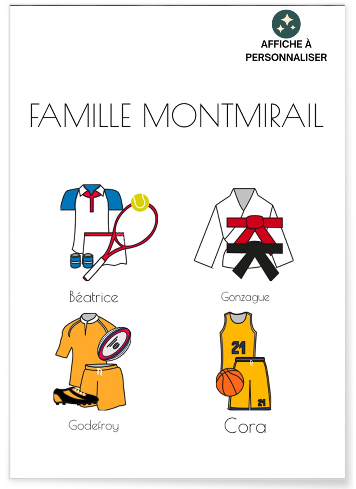 Affiche à personnaliser sport en famille | L’AFFICHERIE