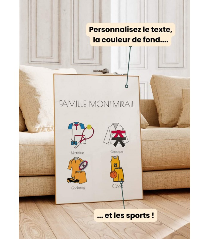 Affiche sport en famille personnalisable