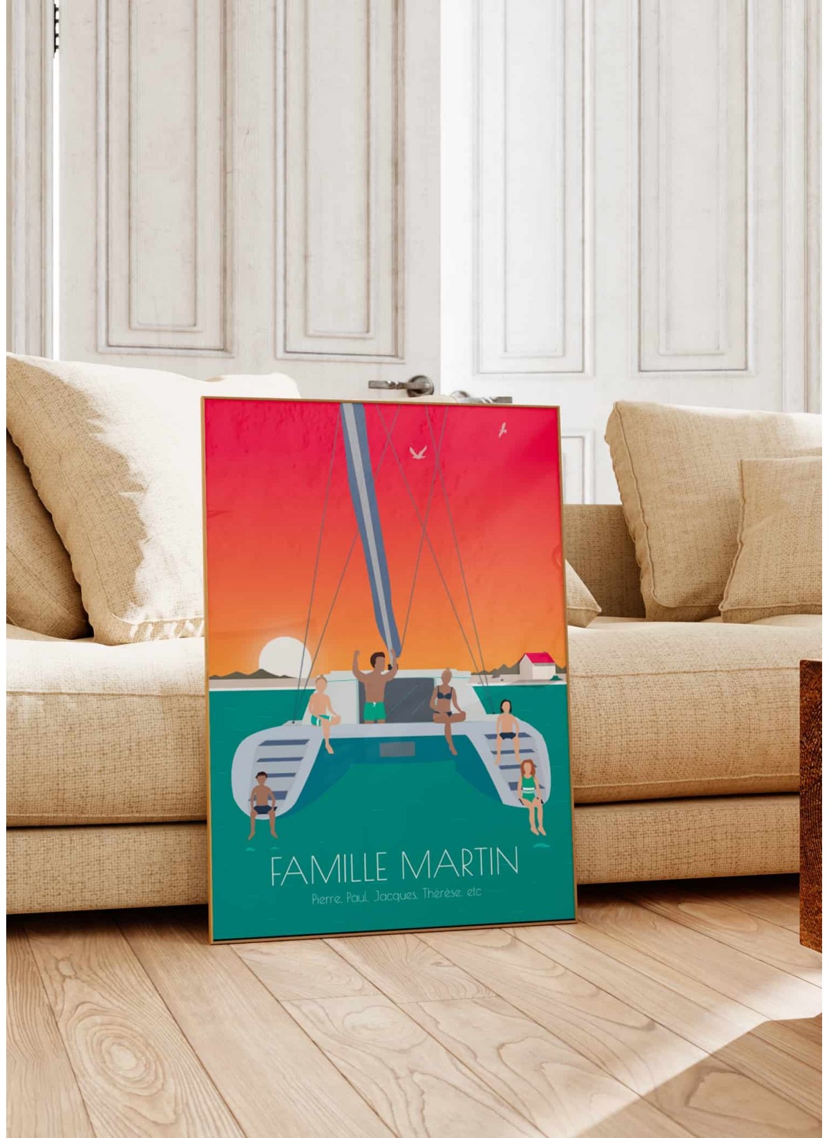 Affiche à personnaliser Catamaran en famille| L’AFFICHERIE