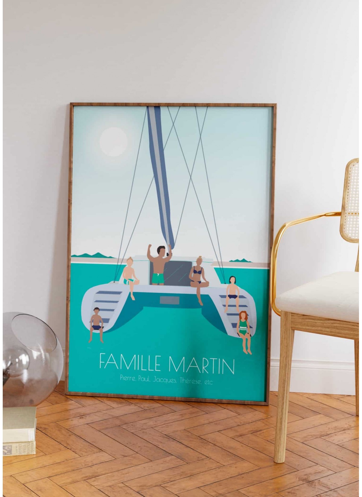 Affiche à personnaliser Catamaran en famille| L’AFFICHERIE
