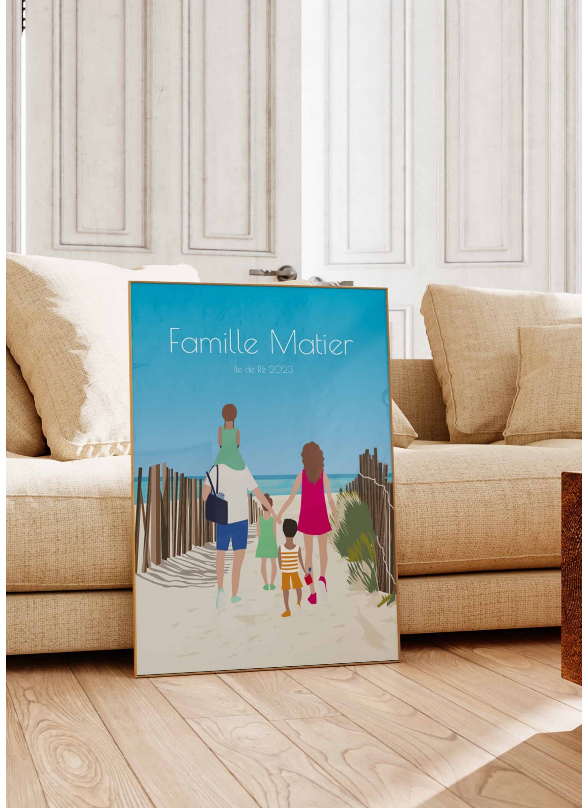 Affiche à personnaliser plage en famille | L’AFFICHERIE