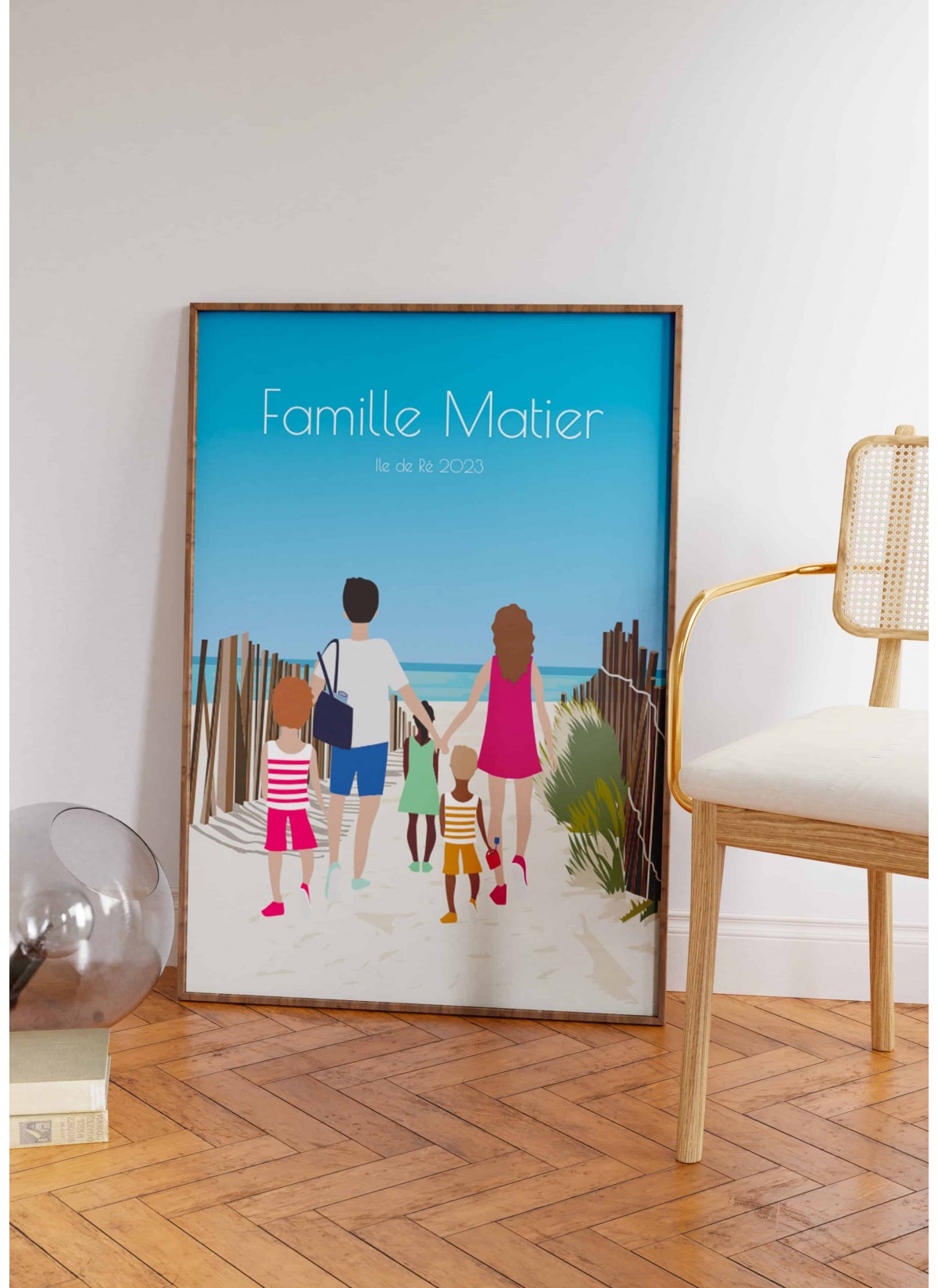 Affiche à personnaliser plage en famille | L’AFFICHERIE