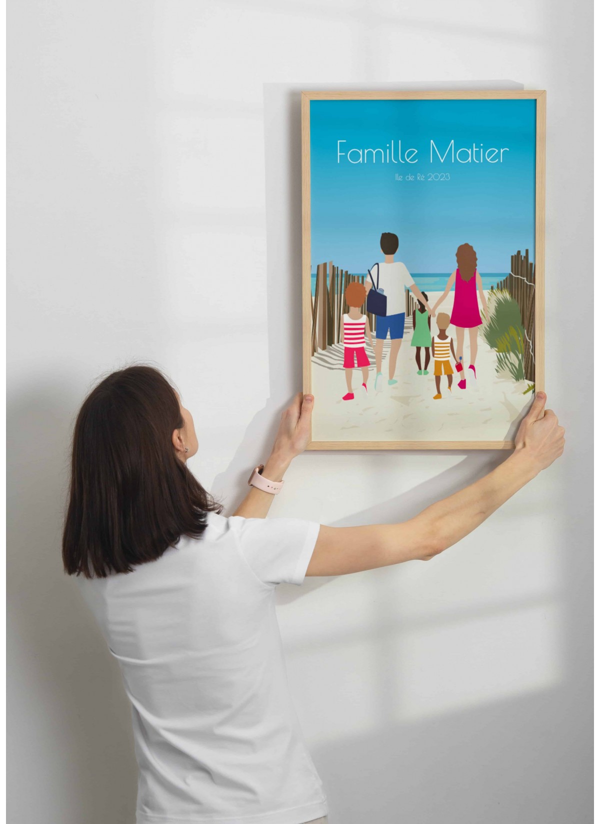 Affiche à personnaliser plage en famille | L’AFFICHERIE