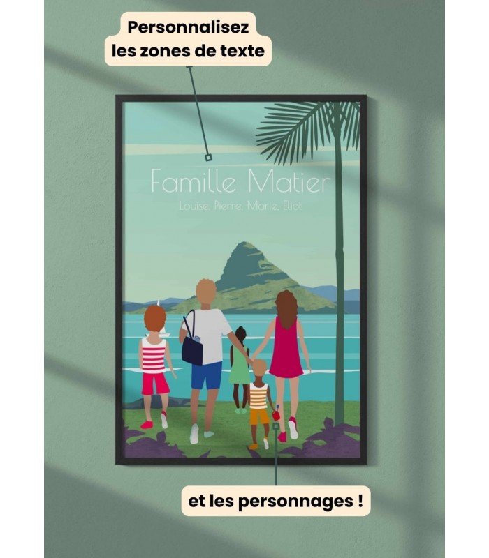 Affiche vacances en famille à personnaliser