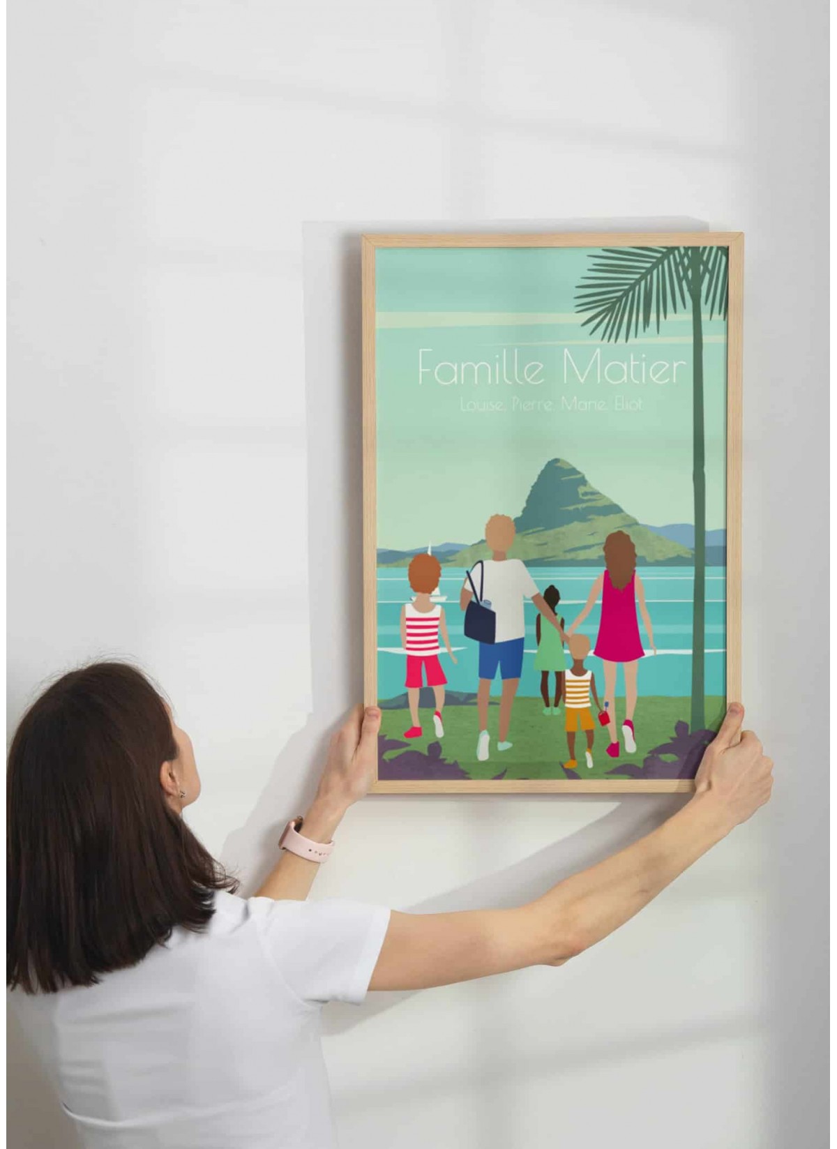 Affiche à personnaliser plage en famille | L’AFFICHERIE