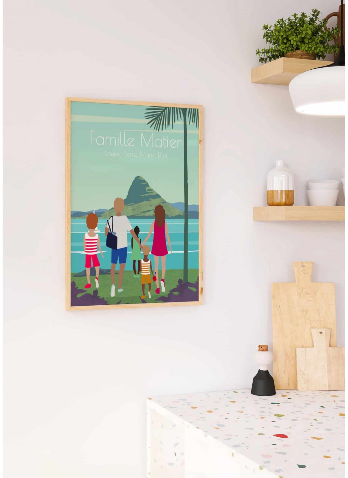 Affiche à personnaliser plage en famille | L’AFFICHERIE