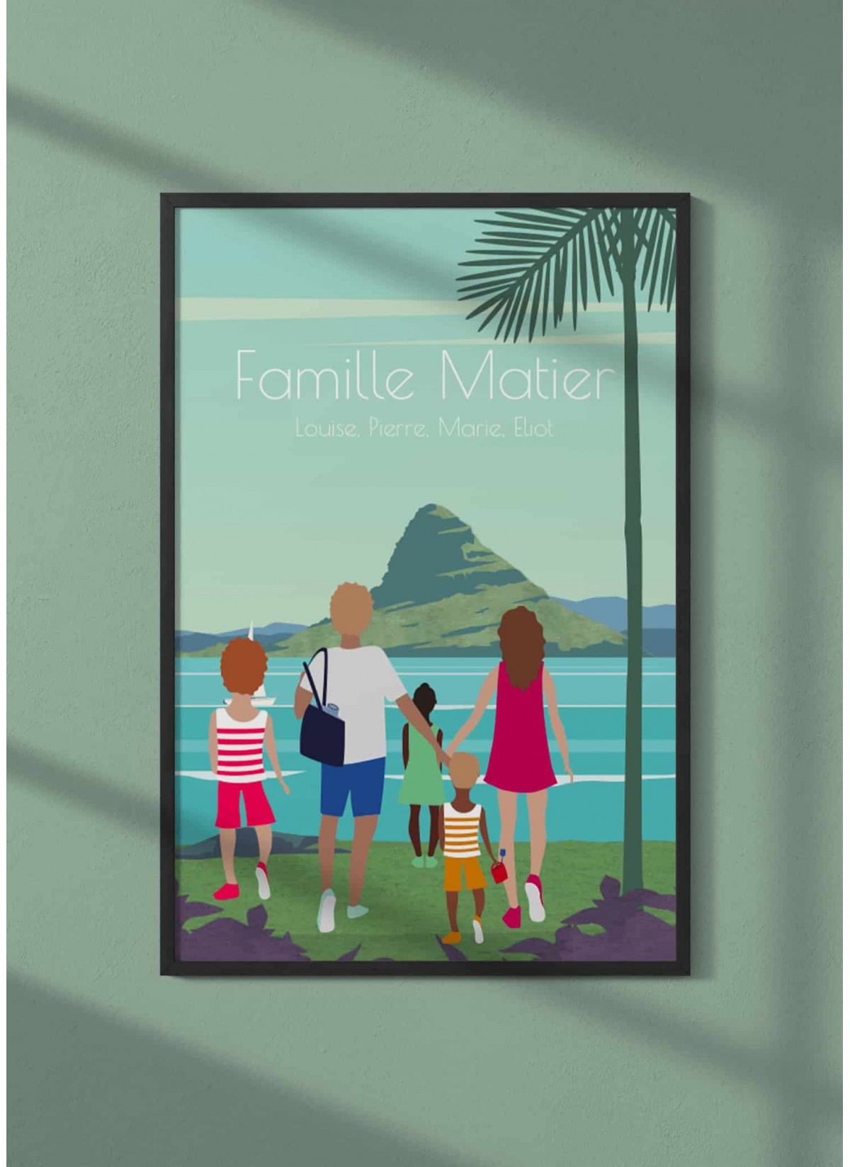 Affiche à personnaliser plage en famille | L’AFFICHERIE