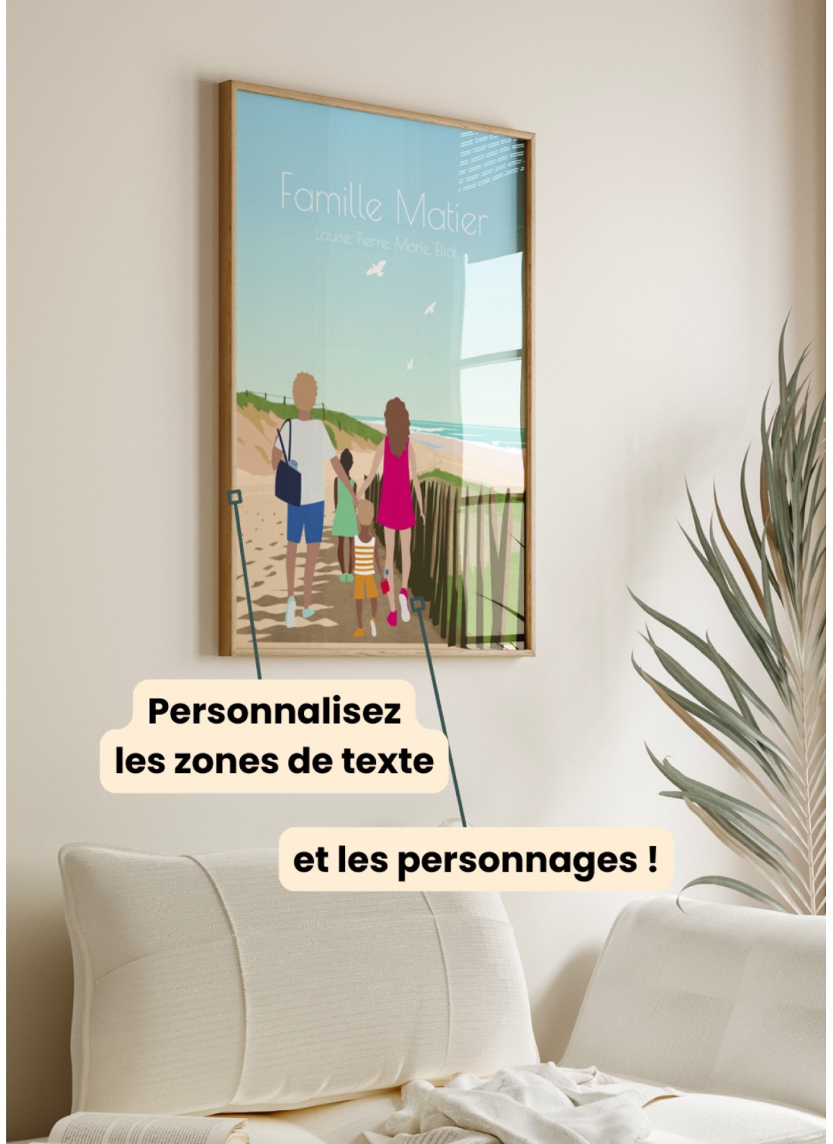 Affiche Famille à personnaliser plage | L’AFFICHERIE