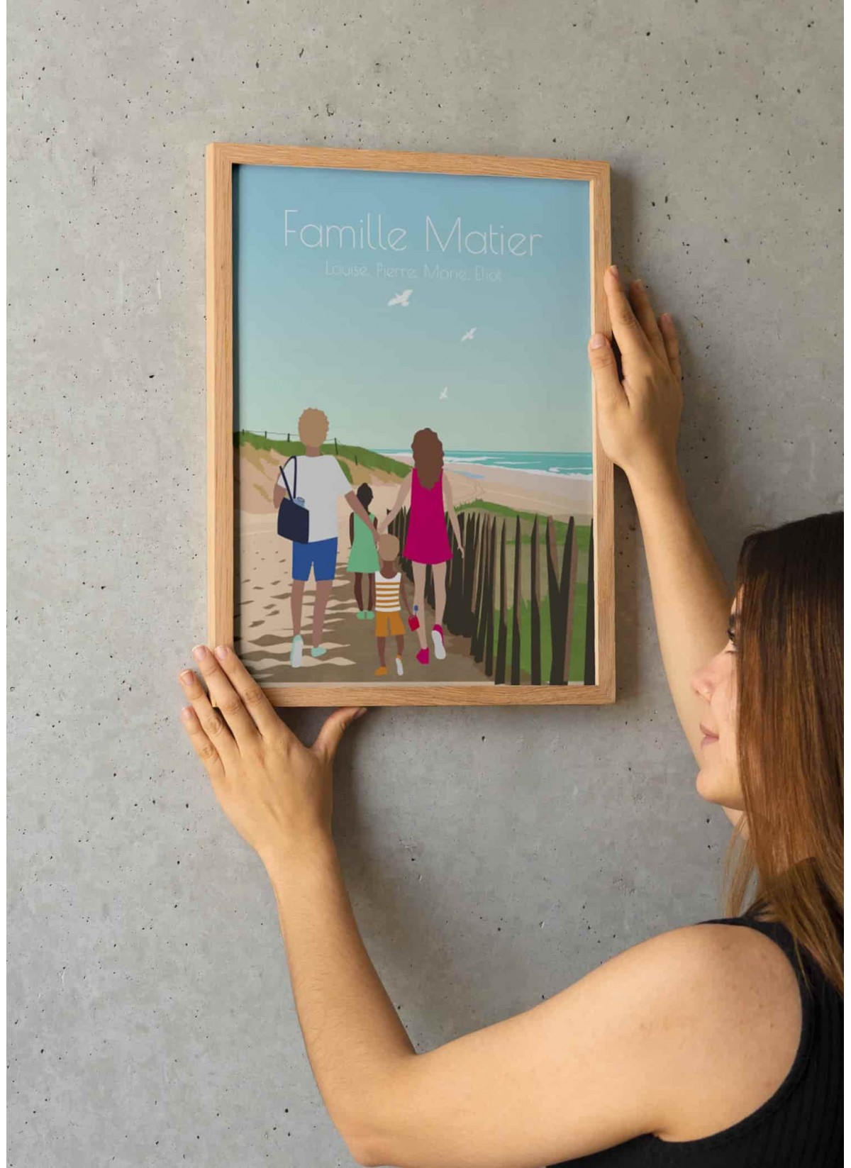 Affiche Famille à personnaliser plage | L’AFFICHERIE