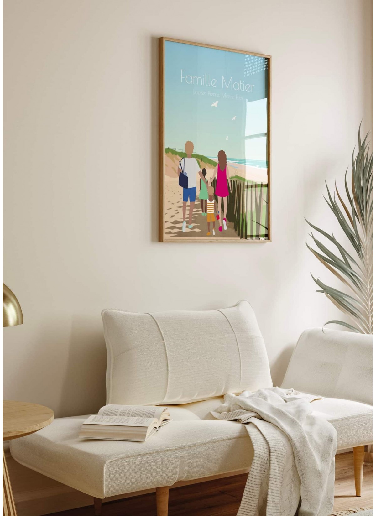 Affiche Famille à personnaliser plage | L’AFFICHERIE