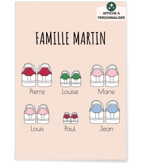 Affiche Famille baskets 2 personnalisable