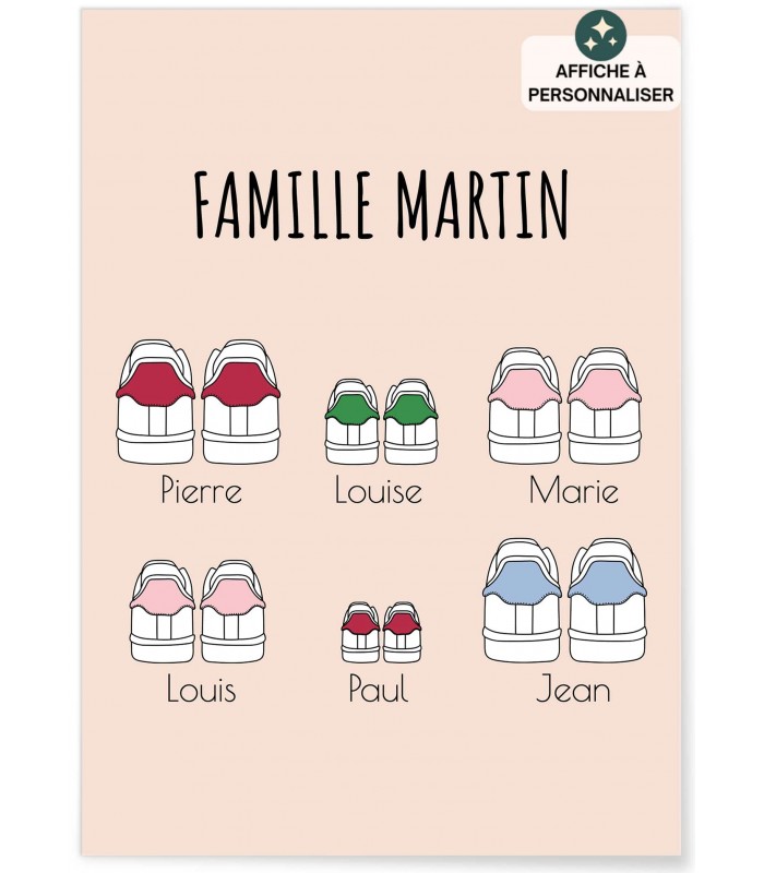 Affiche à personnaliser Famille baskets 2| L’AFFICHERIE