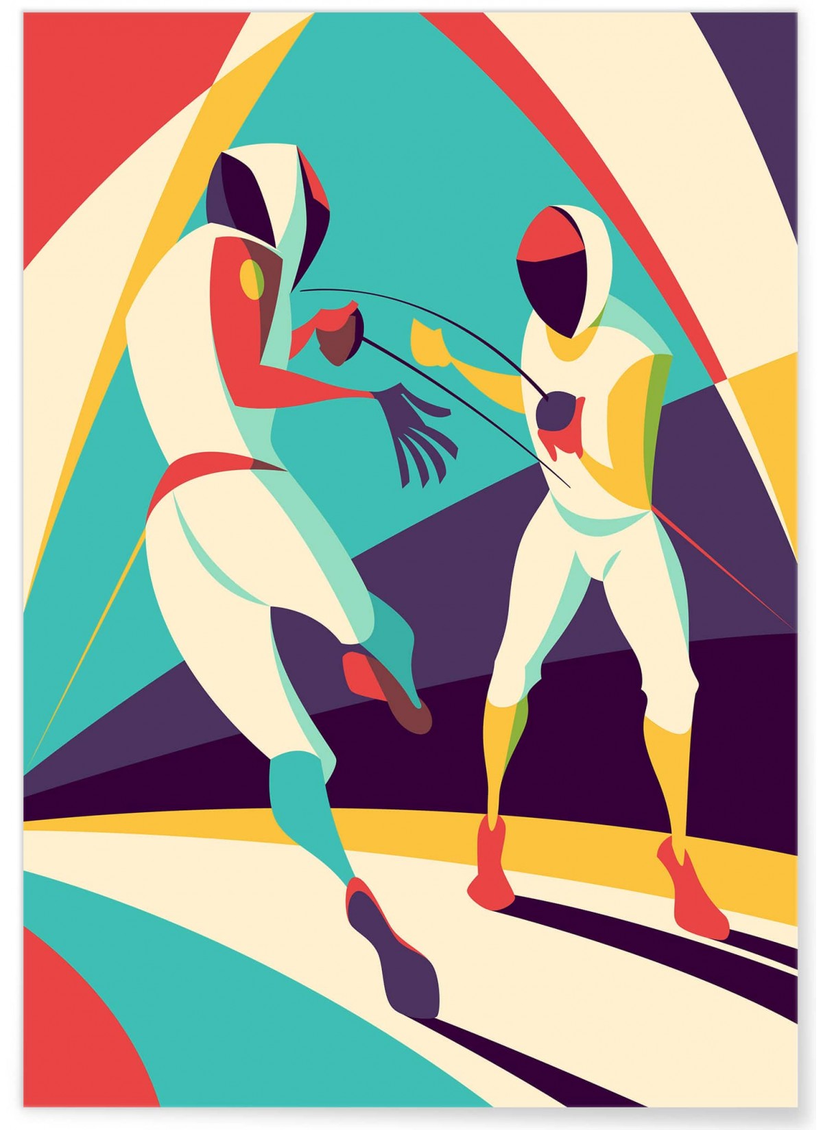 Affiche Originale Jeux Olympiques Munich 1972 - Escrime - Otl Aicher - DIN A1