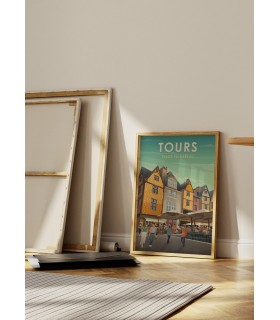 Affiche ville Tours - Place Plumereau 2