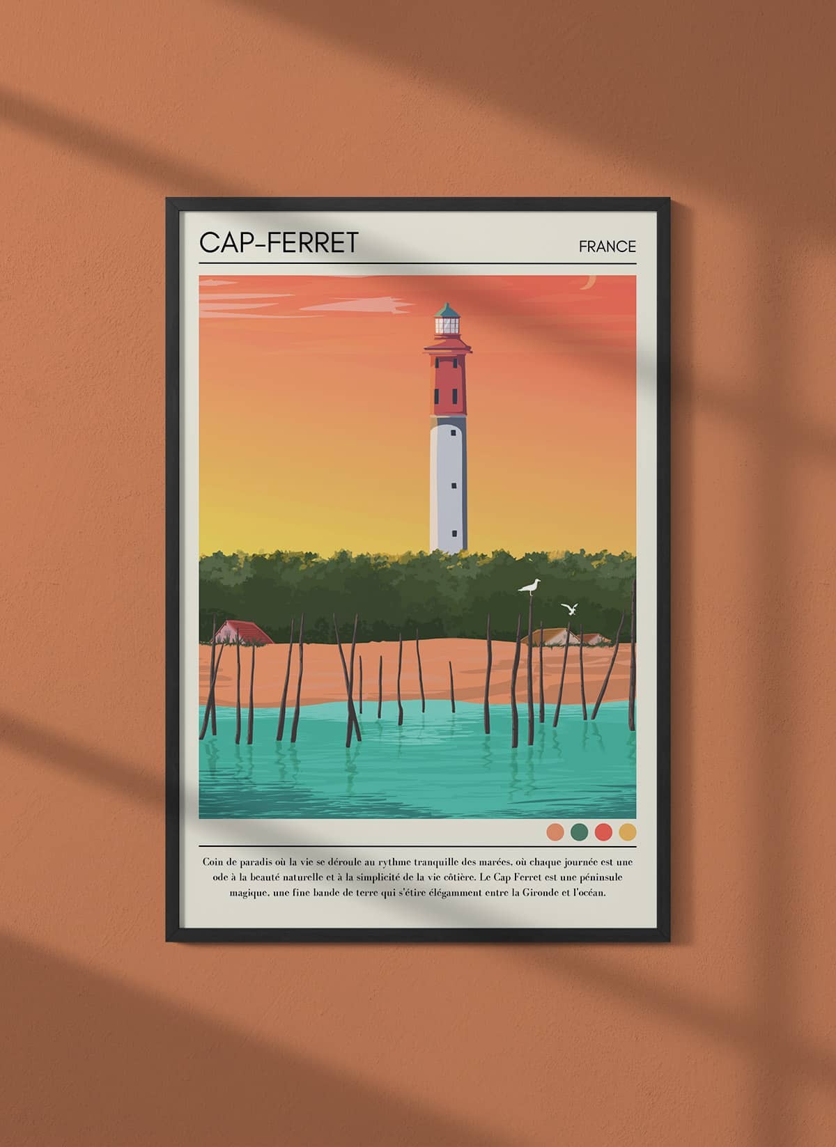Affiche ville Cap-Ferret Vintage