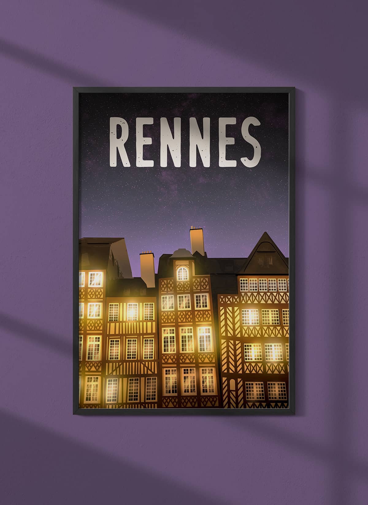 Affiche ville Rennes nuit