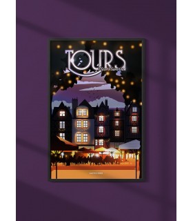 Affiche ville Tours : Place Plumereau nuit
