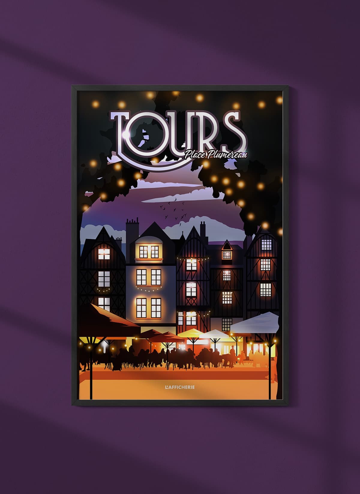 Affiche ville Tours : Place Plumereau nuit
