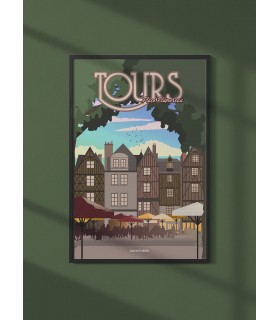 Affiche ville Tours : Place Plumereau